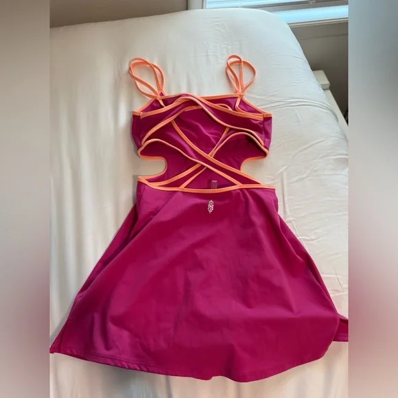Free People Movement Pink Atheltic Dress with Orange Trim - Picture 2 of 2